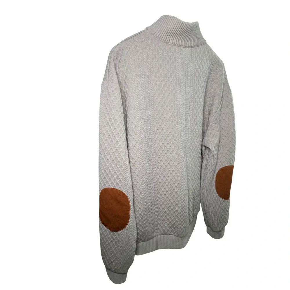 Cross & Crown Classic High Collar Knit Pullover Sweater – Men's Size XXL (Beige)